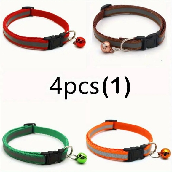 Brand New Reflective Pet Collar with Bell for Cats and Dogs (4 pcs) - Picture 4 of 16